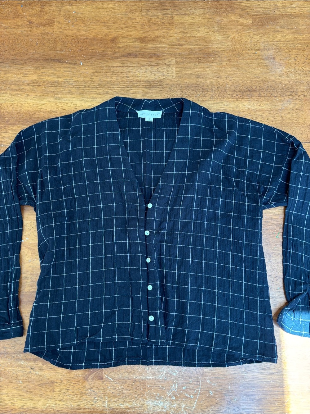 lovestitch Black Windowpane Button Front Shirt